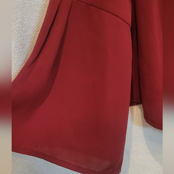 White House Black Market Blouse in Red wine color, long sleeve 12 - Picture 7 of 7